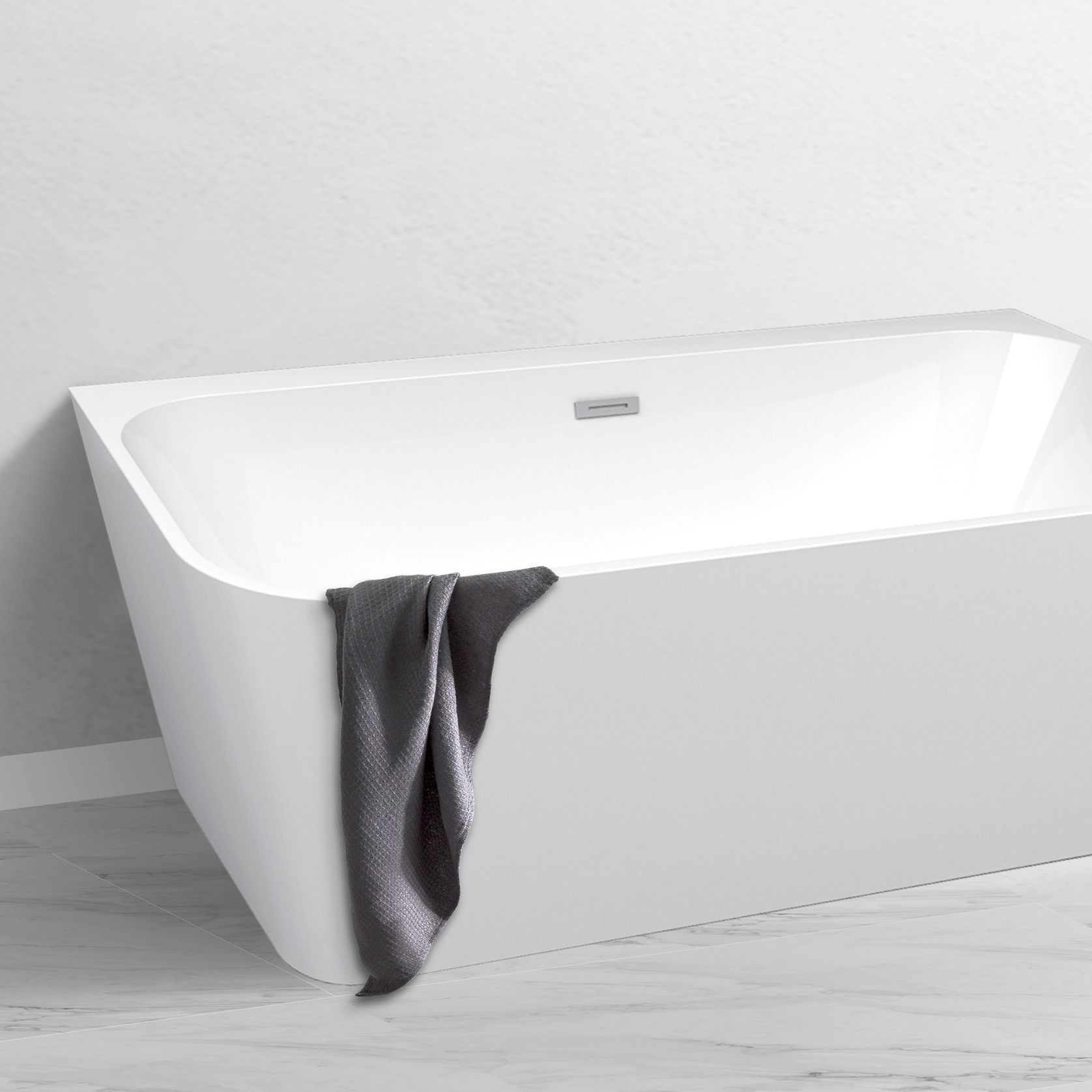Curve Back-to-Wall Acrylic Bath gallery detail image