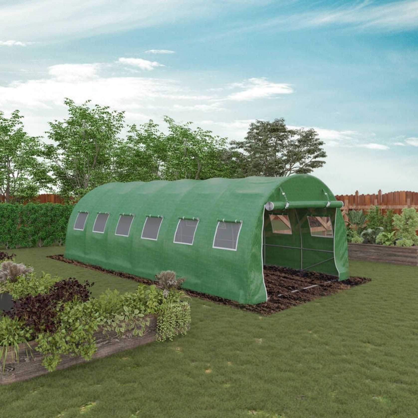 Strong Tunnel Greenhouse Galvanised Frame | 10m gallery detail image