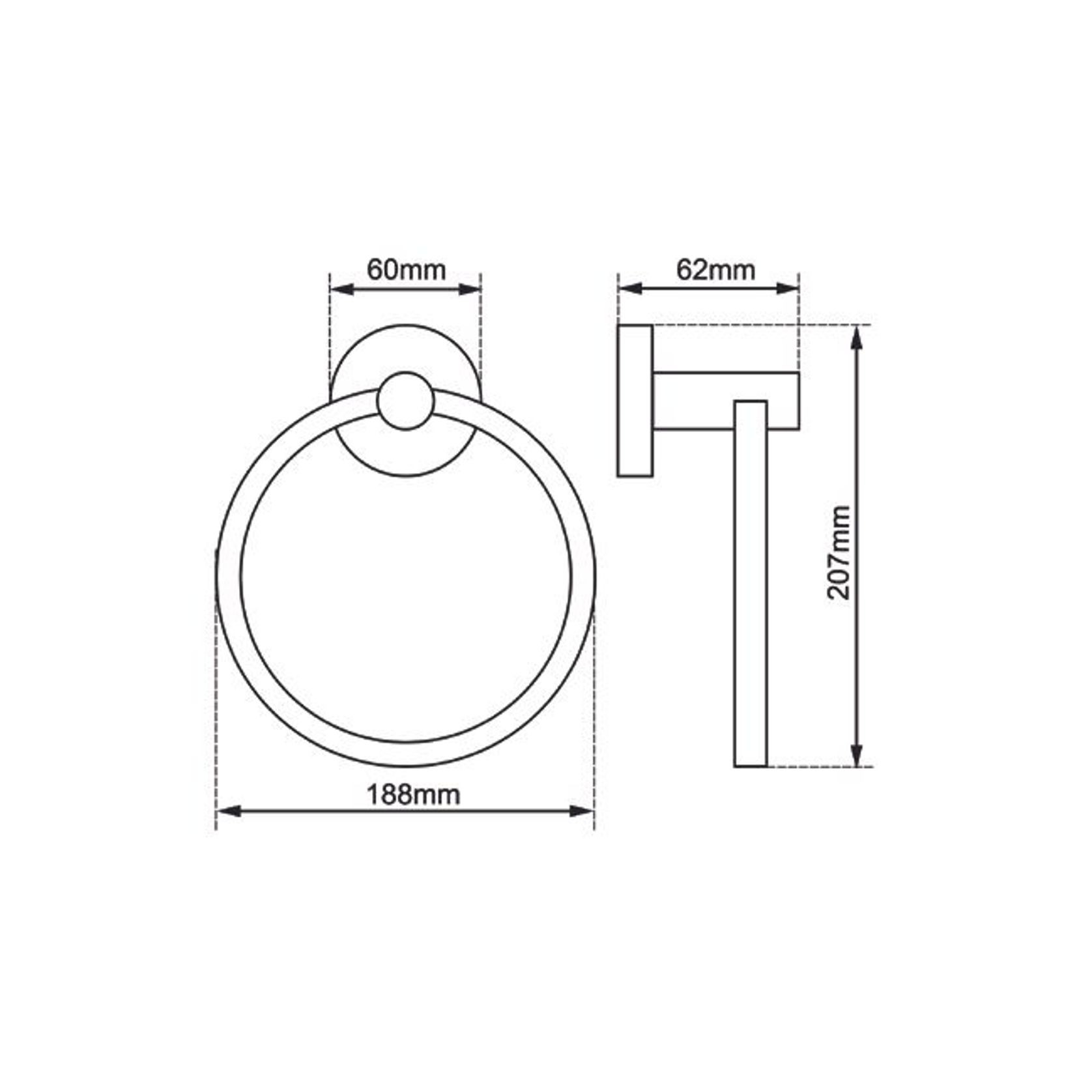 Lucid Pin Hand Towel Ring Brushed Brass gallery detail image