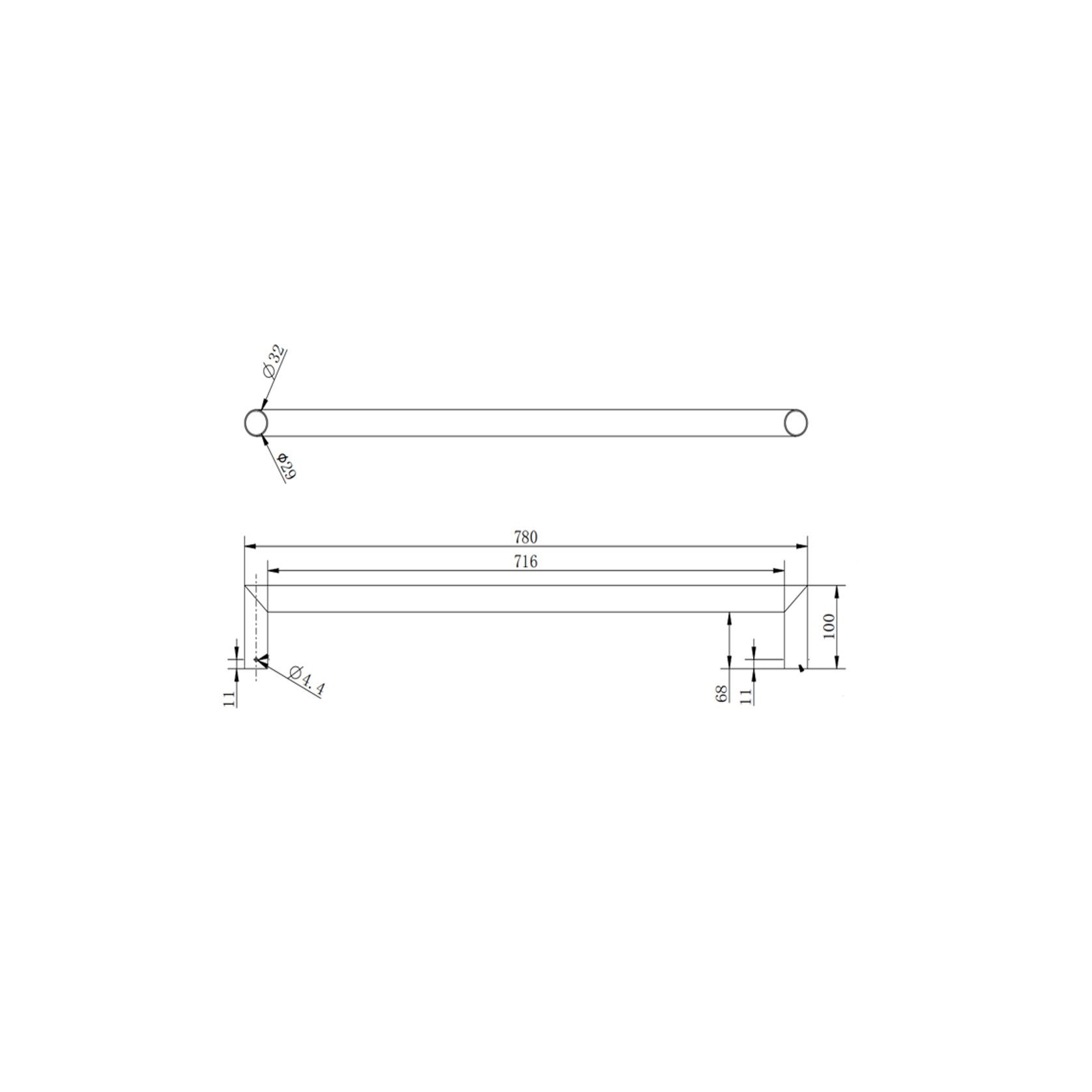 Round Horizontal Heated Towel Rail Brushed Brass gallery detail image