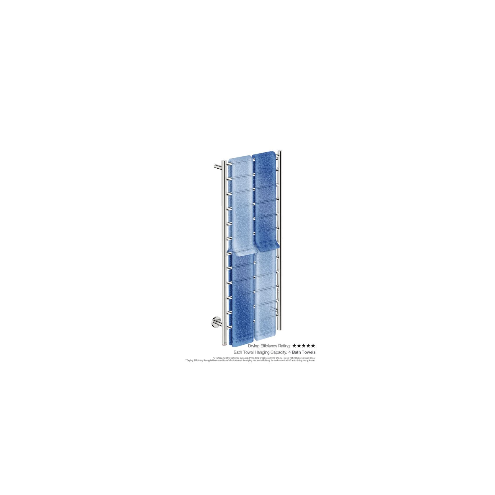 NATURAL 12 Bar 500mm Straight Heated Towel Rail with PTSelect Switch gallery detail image