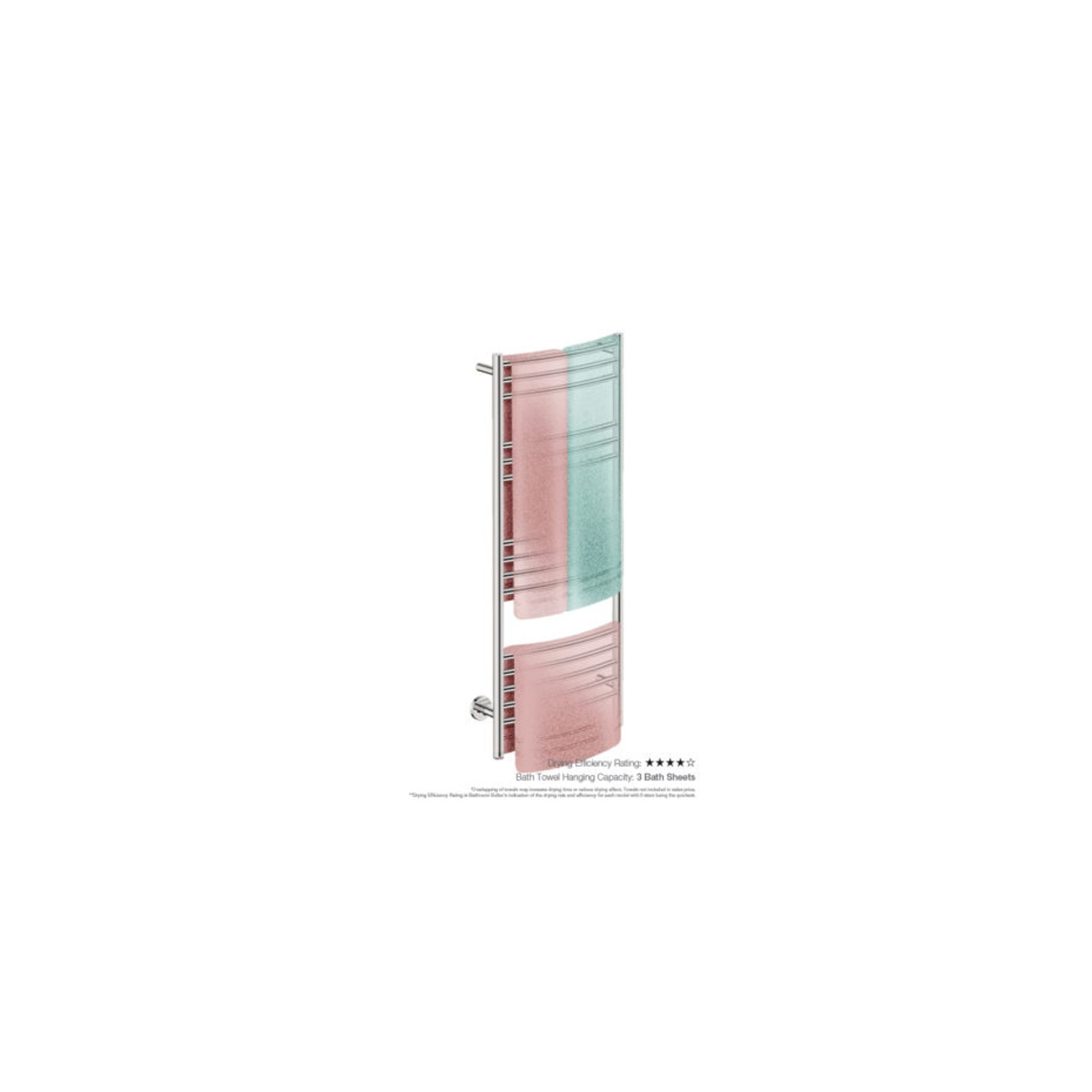 NATURAL 15 Bar 500mm Curved Heated Towel Rail with PTSelect Switch gallery detail image