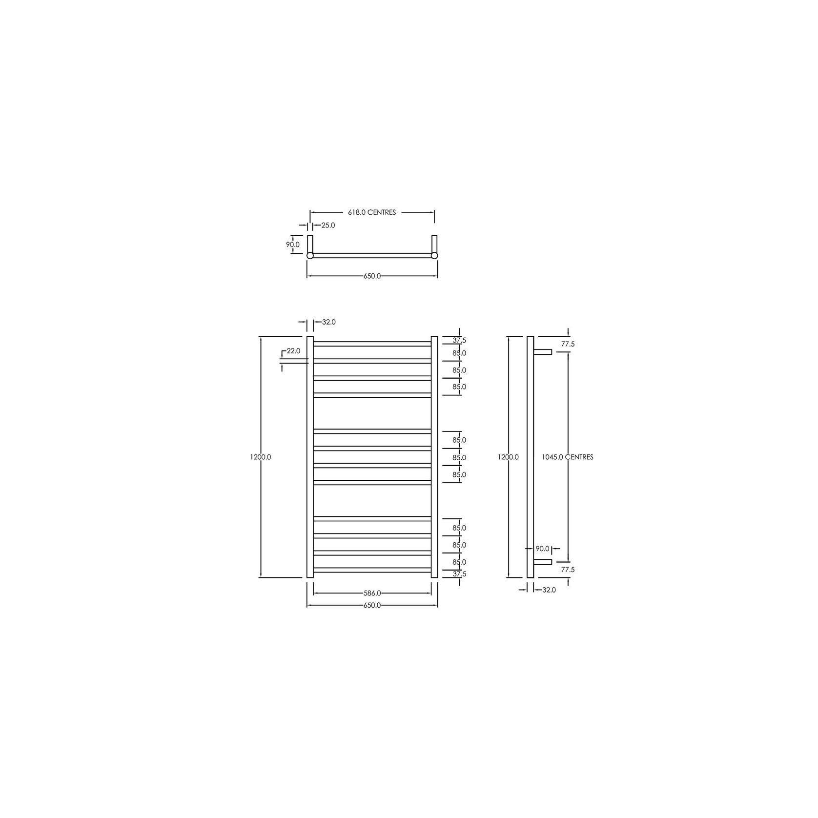 Round Towel Rail 240V 1200 x 650mm Chrome gallery detail image
