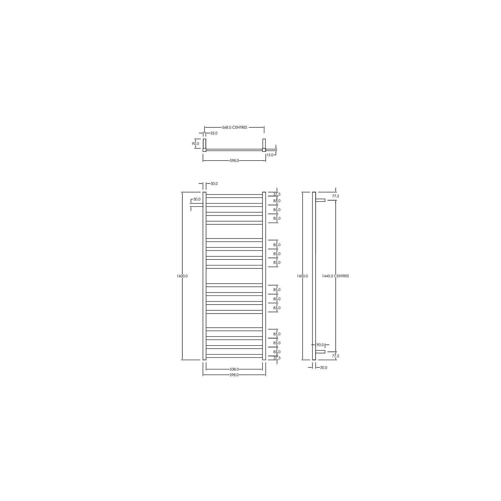 Square Towel Rail 240V 1600 x 600mm Chrome gallery detail image