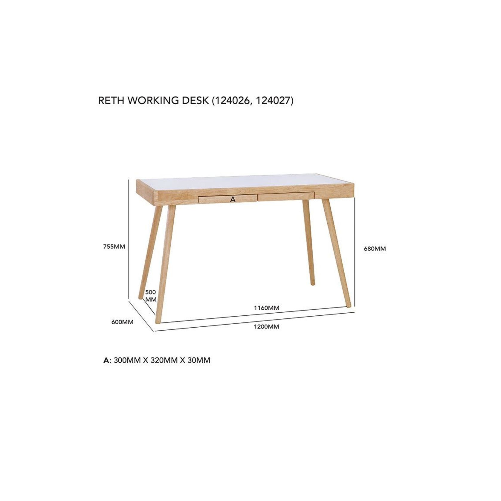 RETH Study Desk 120cm - Walnut & Black gallery detail image