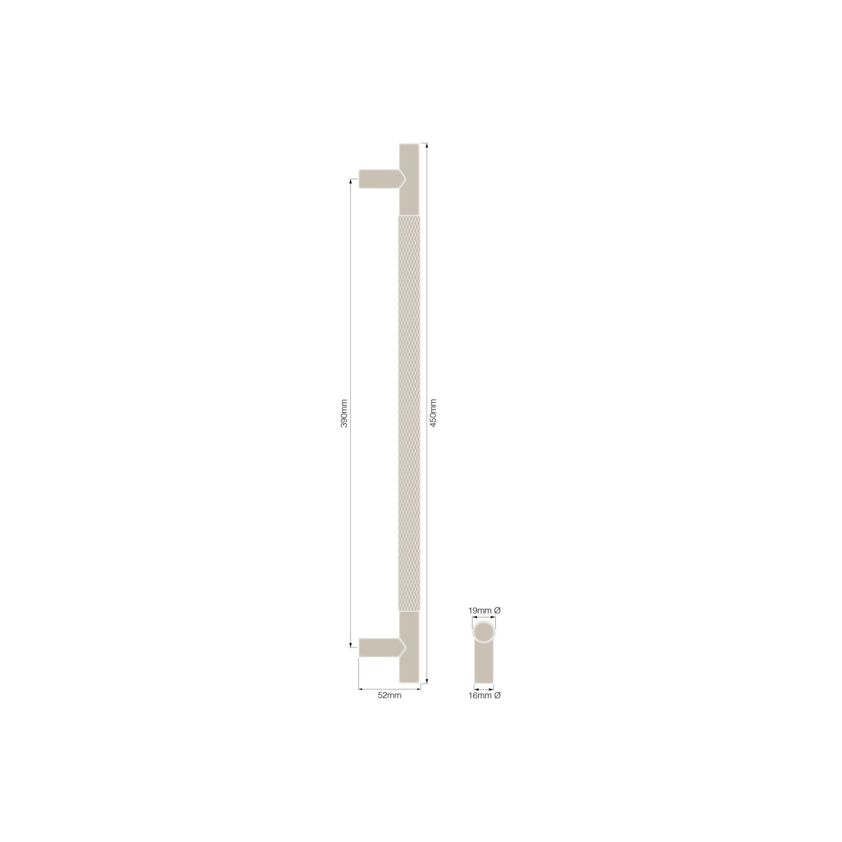 Textured Solid Brass Pull Handle - Diamond Knurled gallery detail image