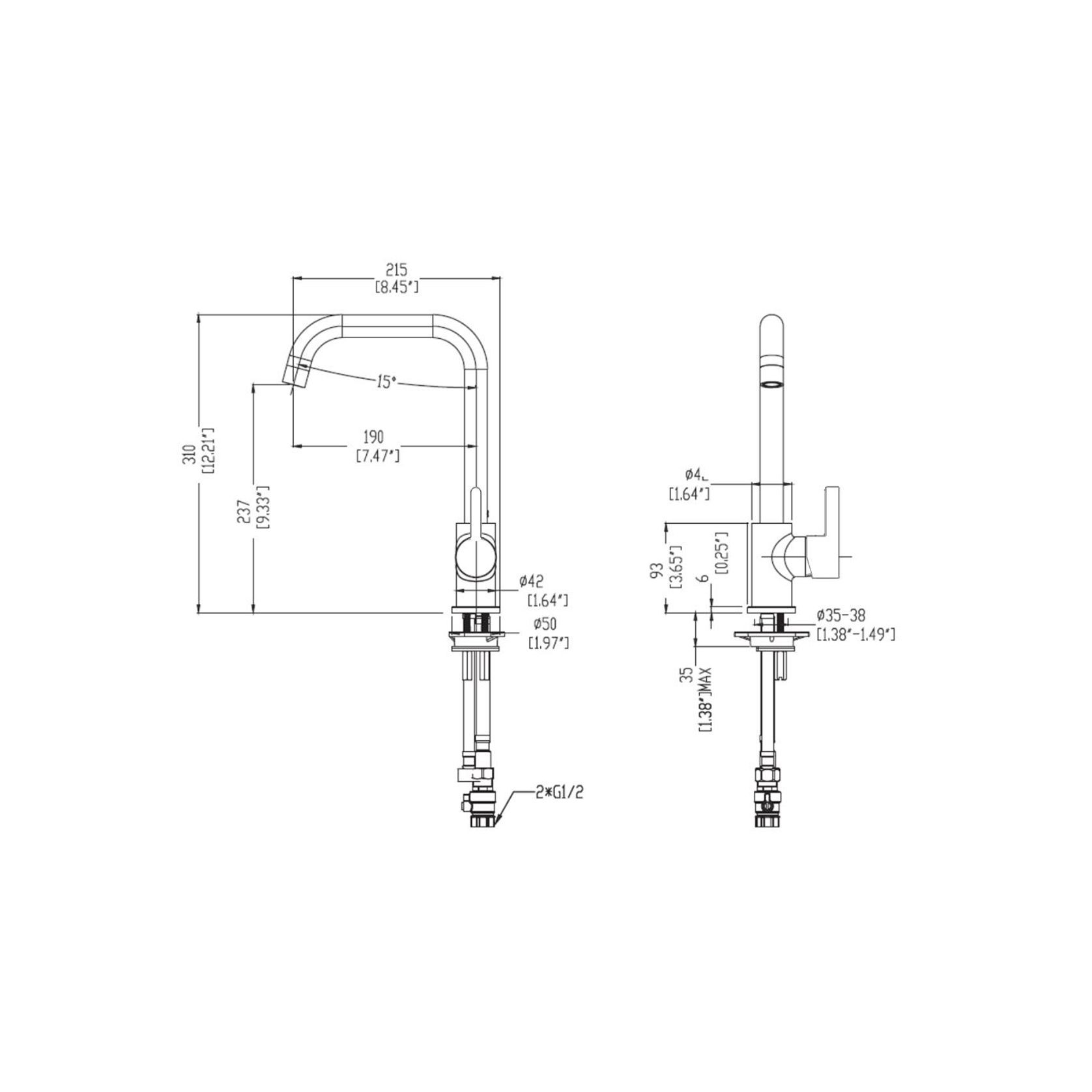 Telaio Square Kitchen Mixer gallery detail image