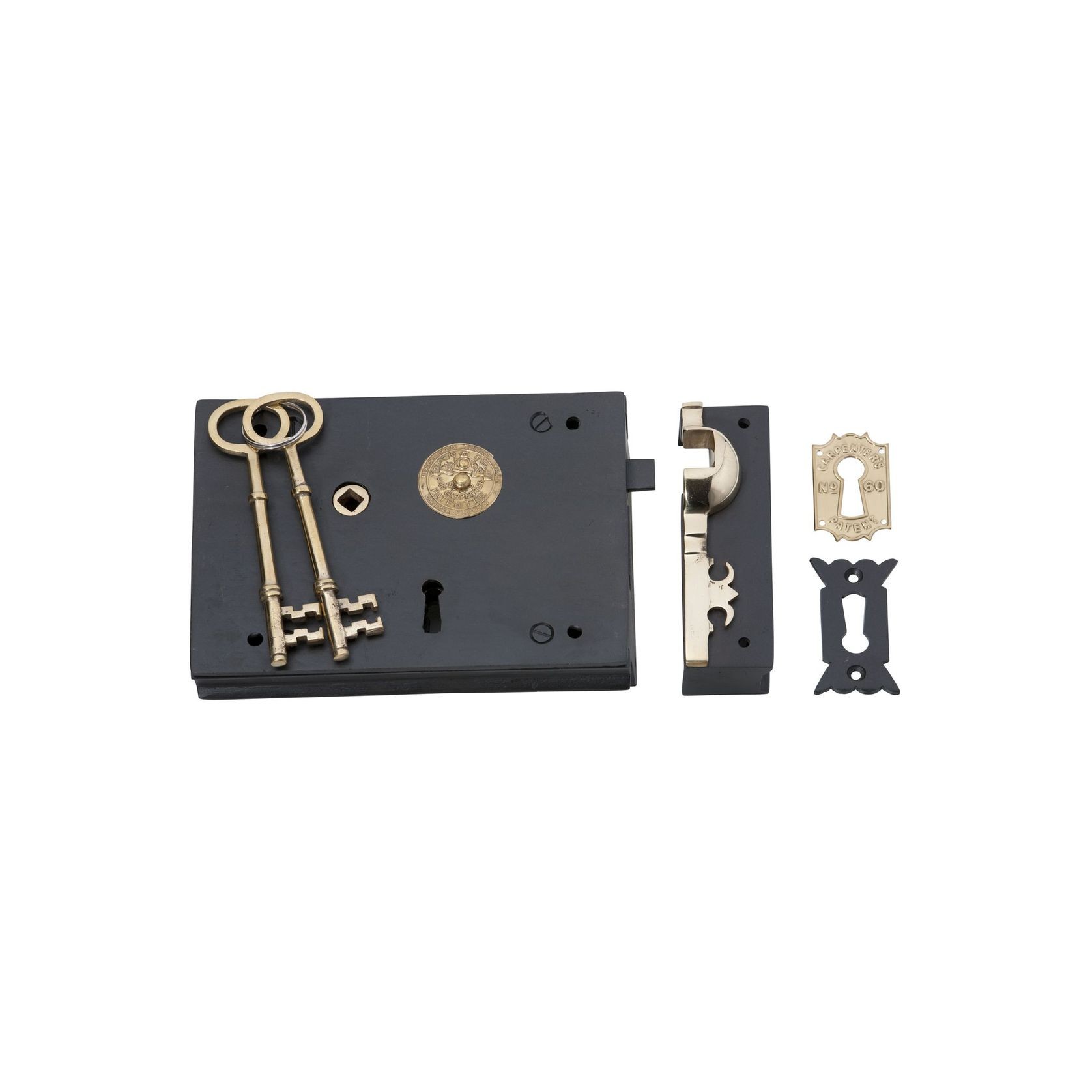 Tradco Ornate Rim Lock Matt Black gallery detail image