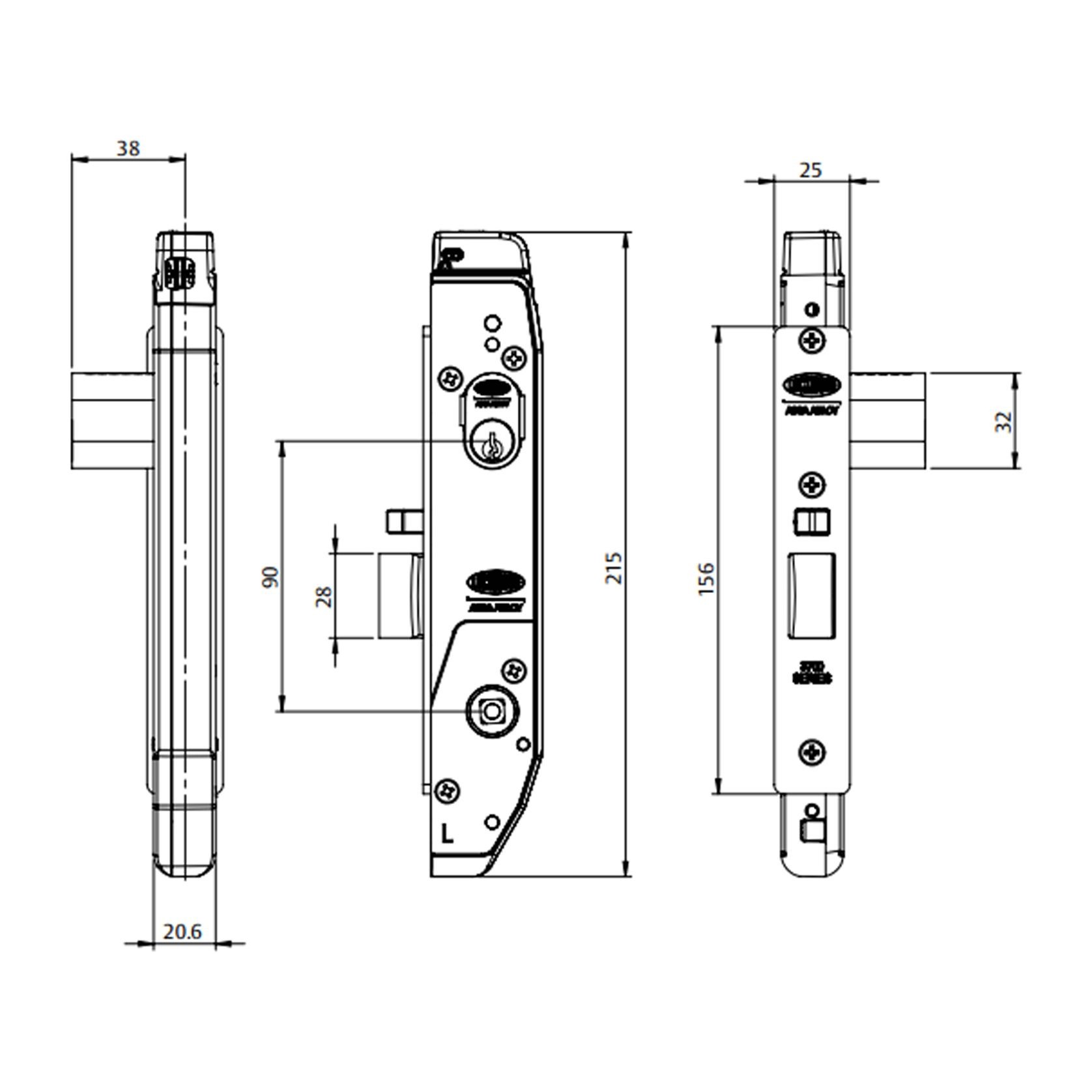 Lockwood Primary Mortice Lock 38mm Backset Stainless Steel 6782SS gallery detail image