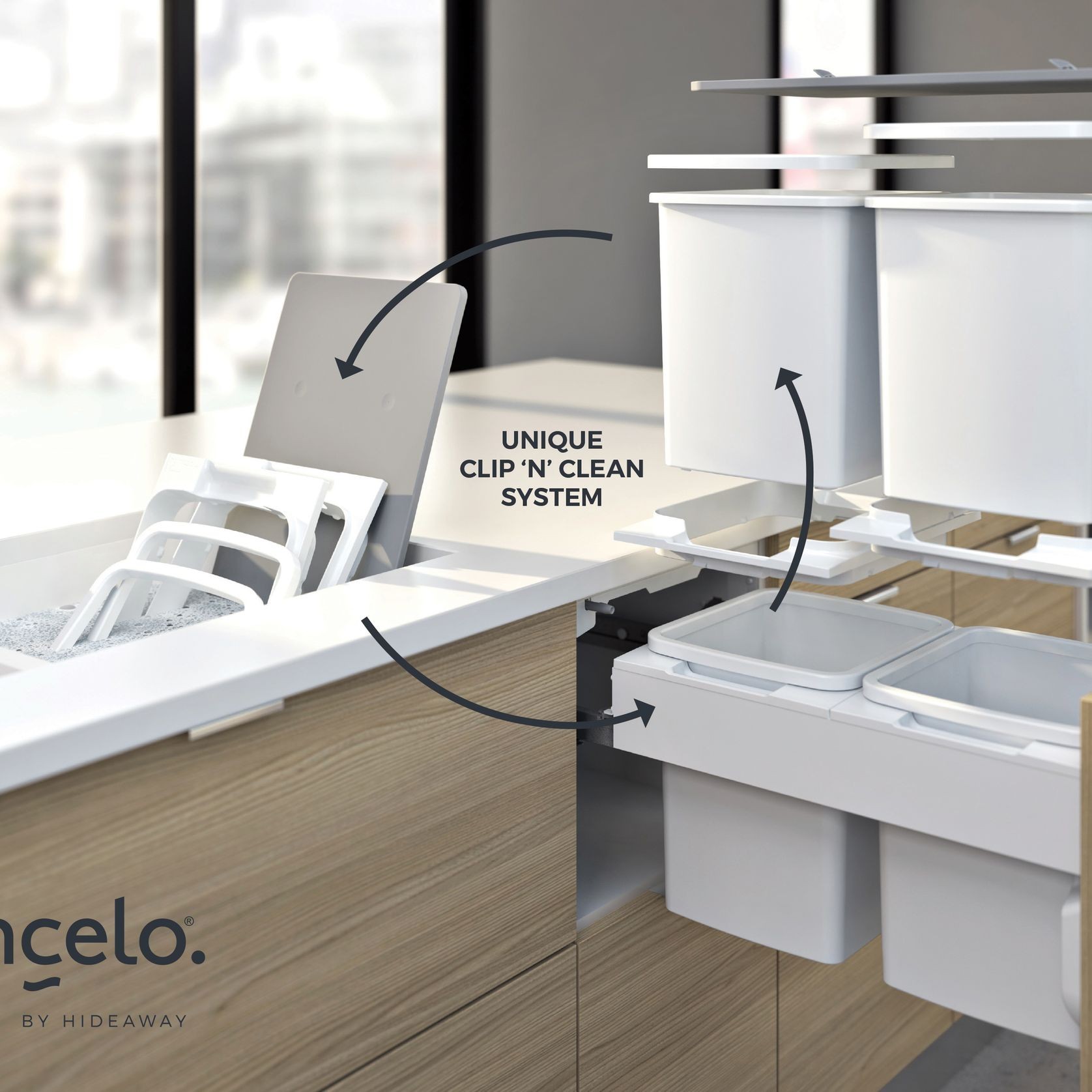 Concelo 2 x 13L Buckets | Door Pull | White gallery detail image