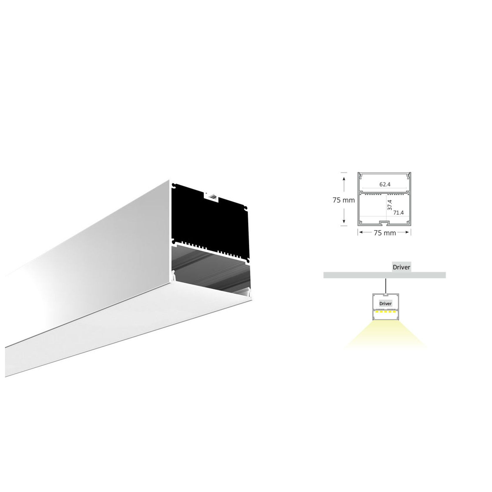 047 Square Pendant Light 75×75mm LED Extrusion gallery detail image
