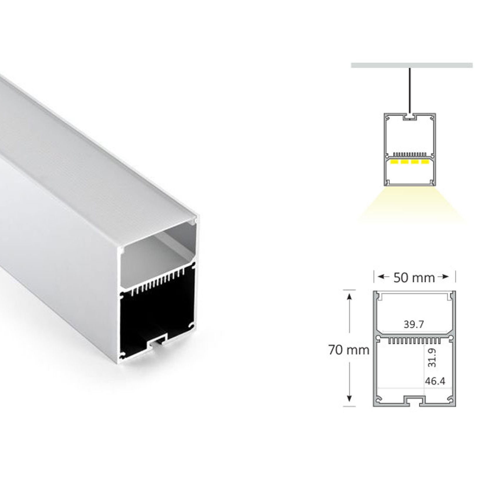 Suspended LED extrusion