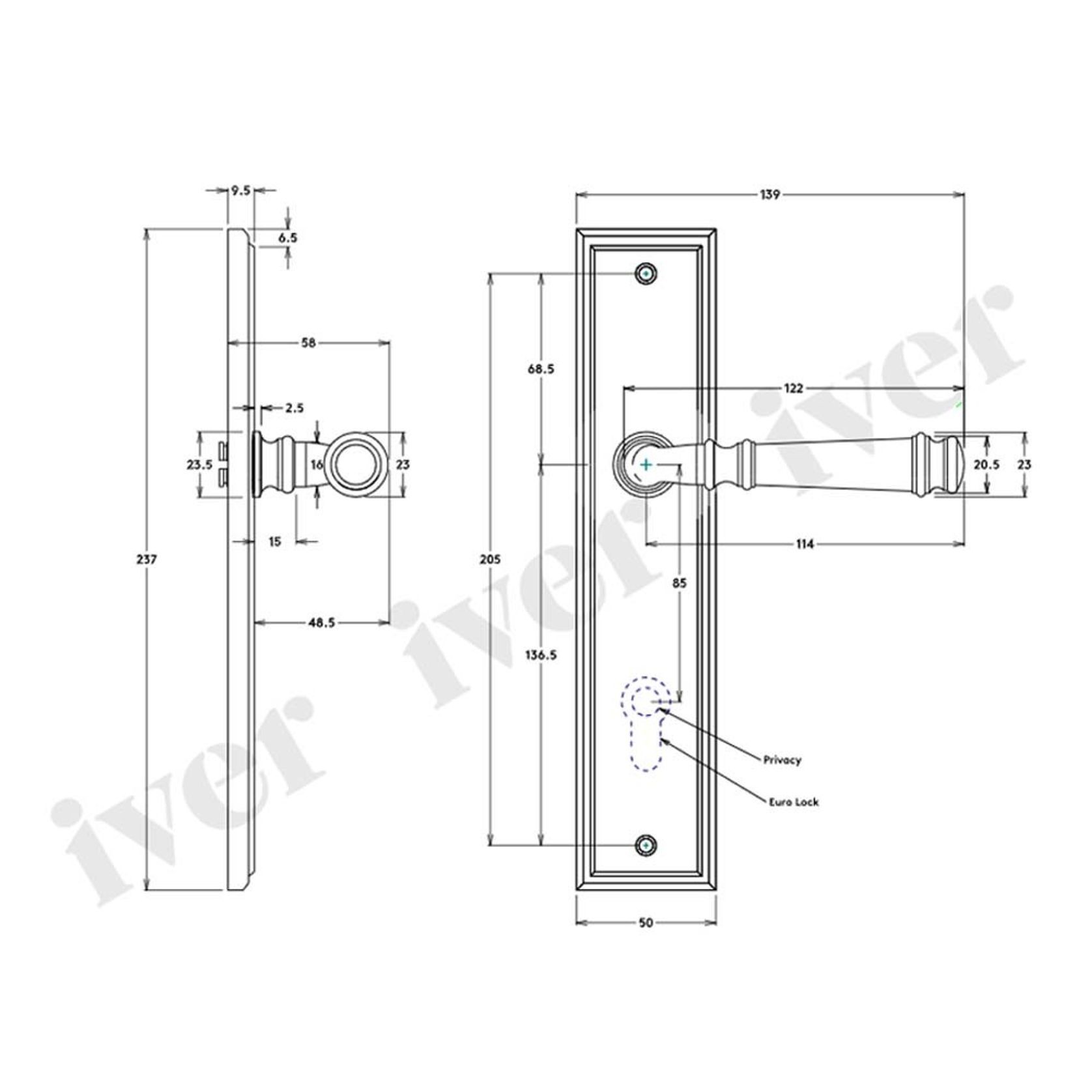 Iver Verona Door Lever on Stepped Backplate Passage Chrome Plated 11742 - Customise to your needs gallery detail image