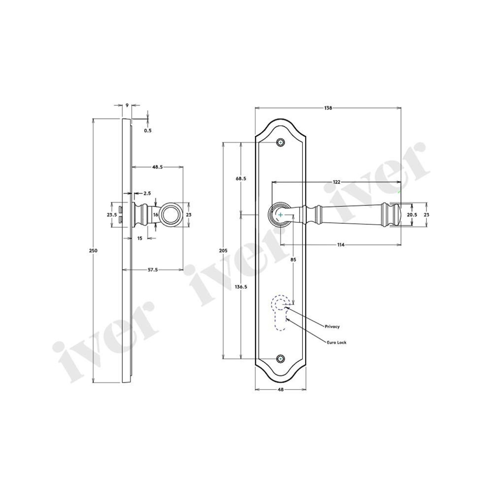 Iver Verona Door Lever on Shouldered Backplate Latch Brushed Chrome 12218 - Customise to your need gallery detail image