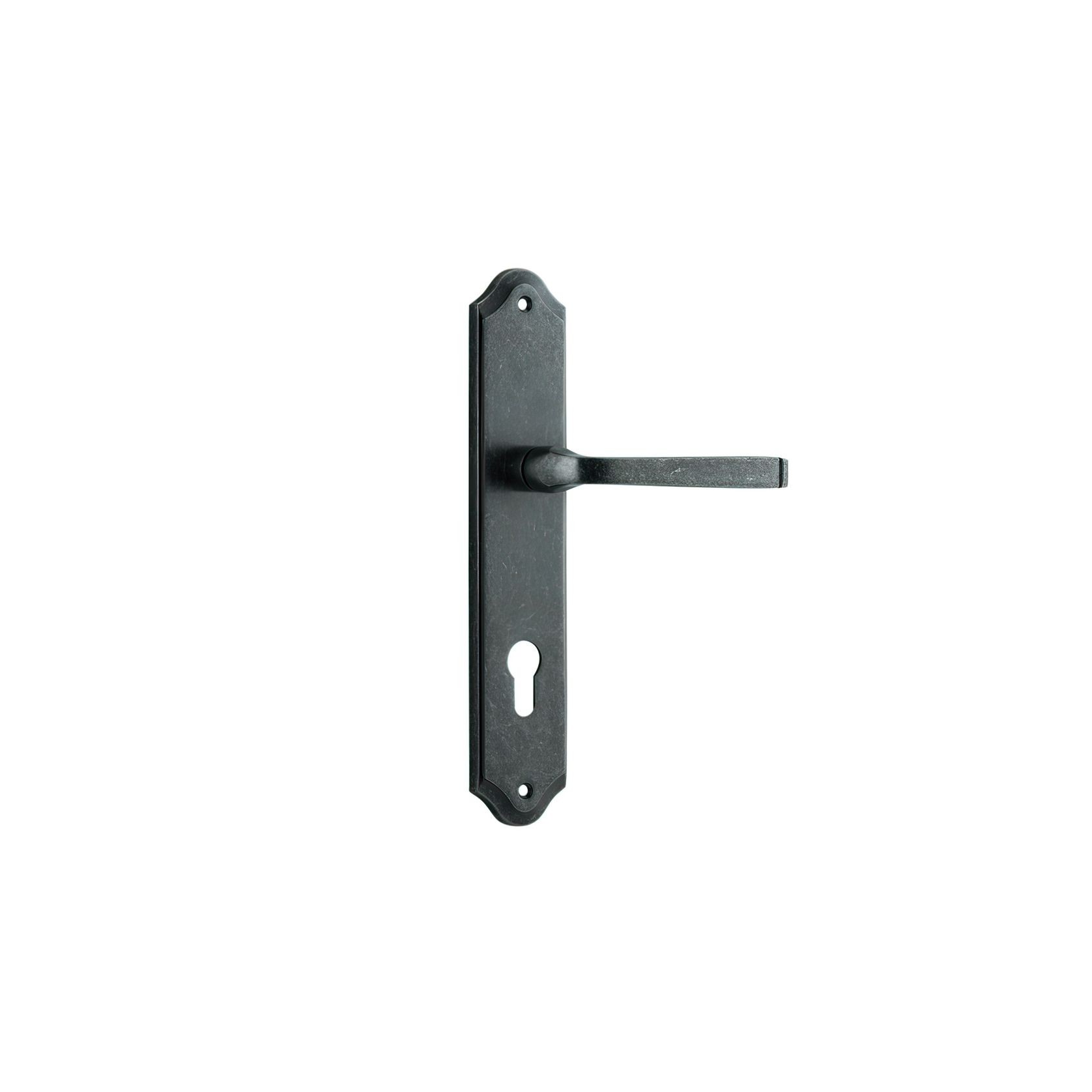 Iver Annecy Door Lever on Shouldered Backplate Distressed Nickel gallery detail image