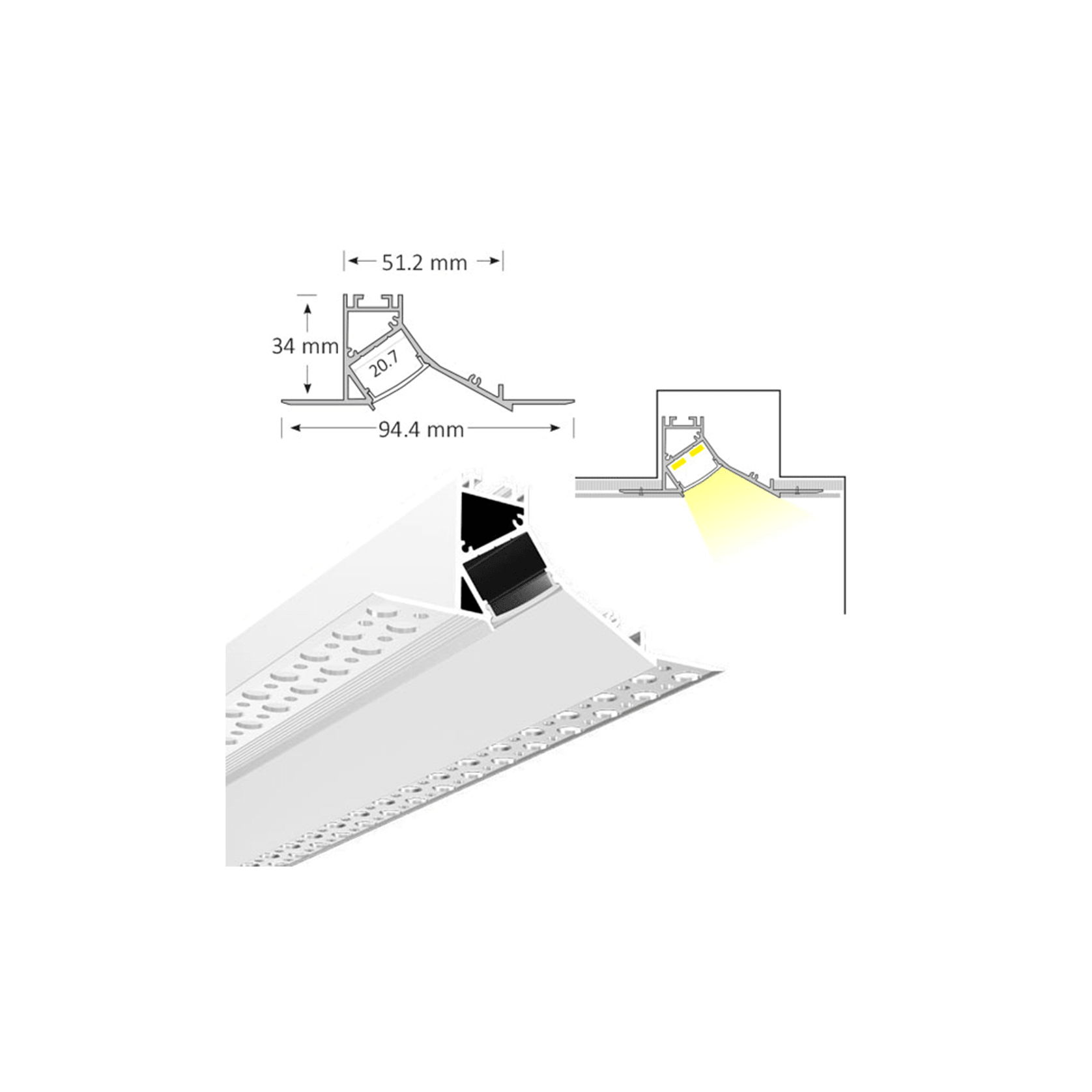 TL015 Wall Washer LED Profile Trimless for Cove Lightin gallery detail image