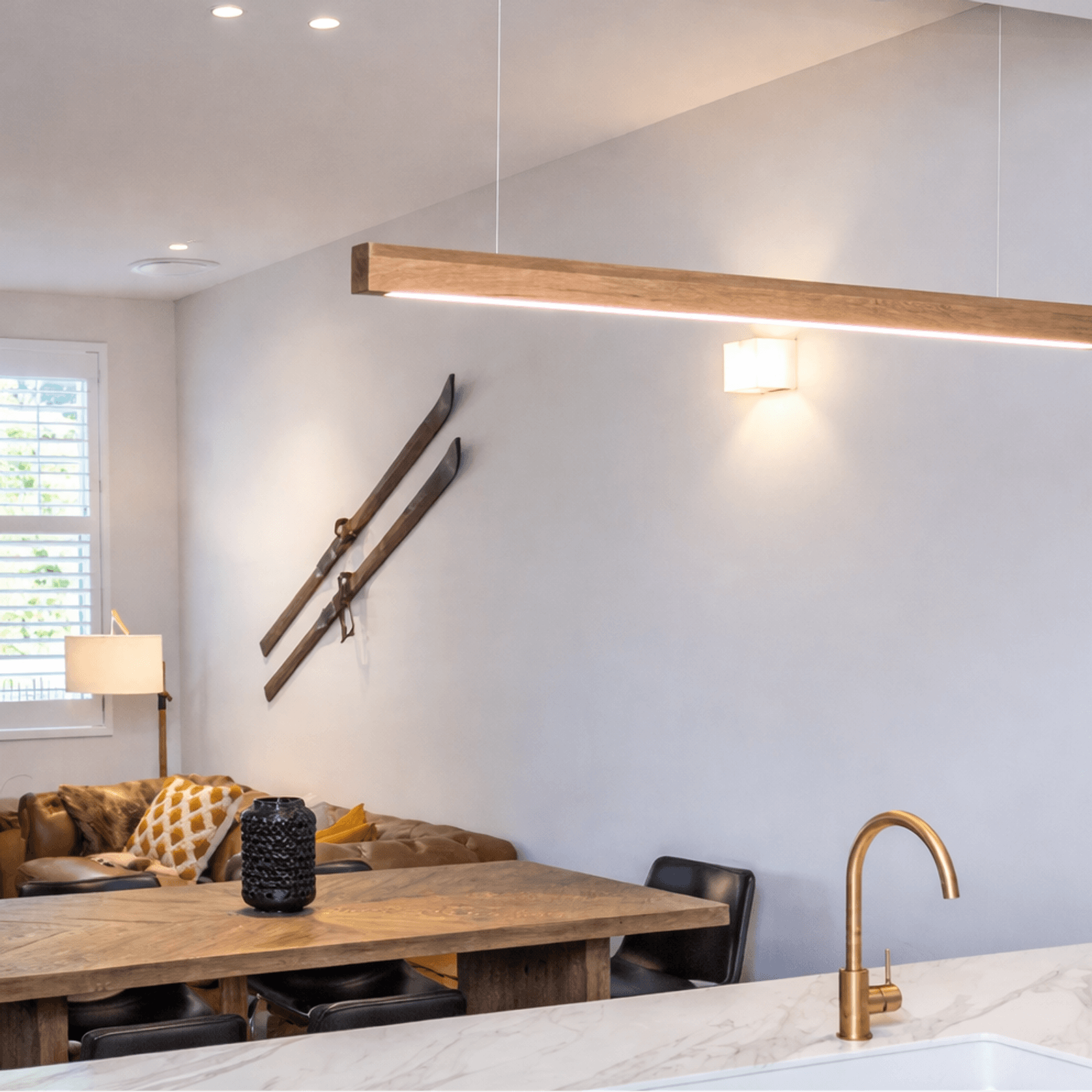 Capsühl Linear LED Pendant Oak gallery detail image
