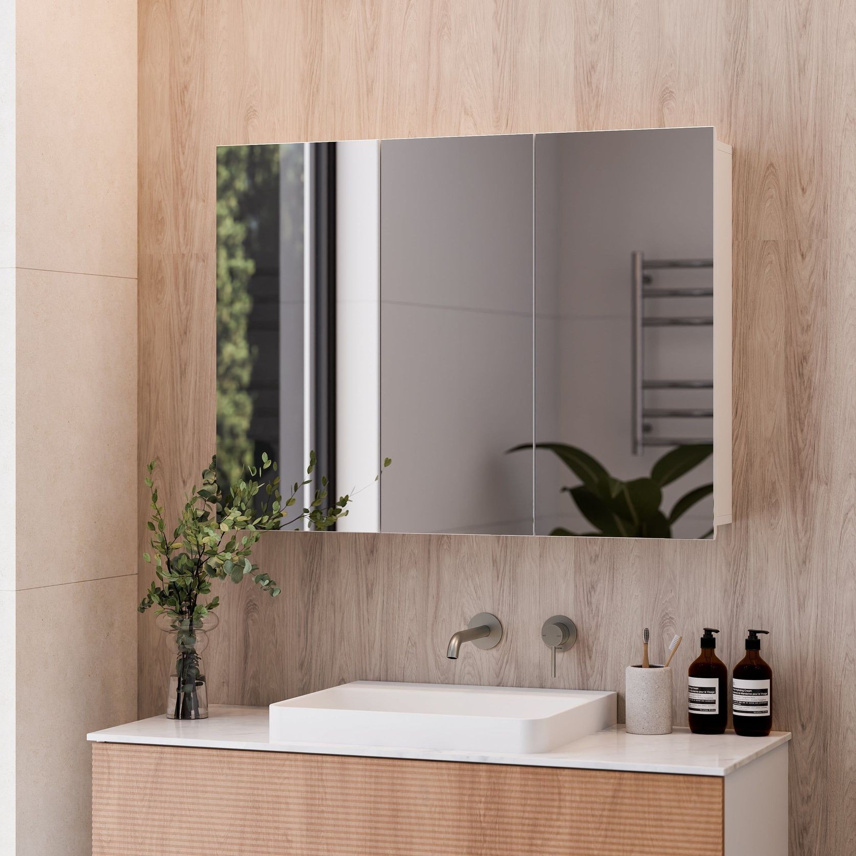 Luxe 1050mm Mirror Cabinet With Demister | 3 Door gallery detail image