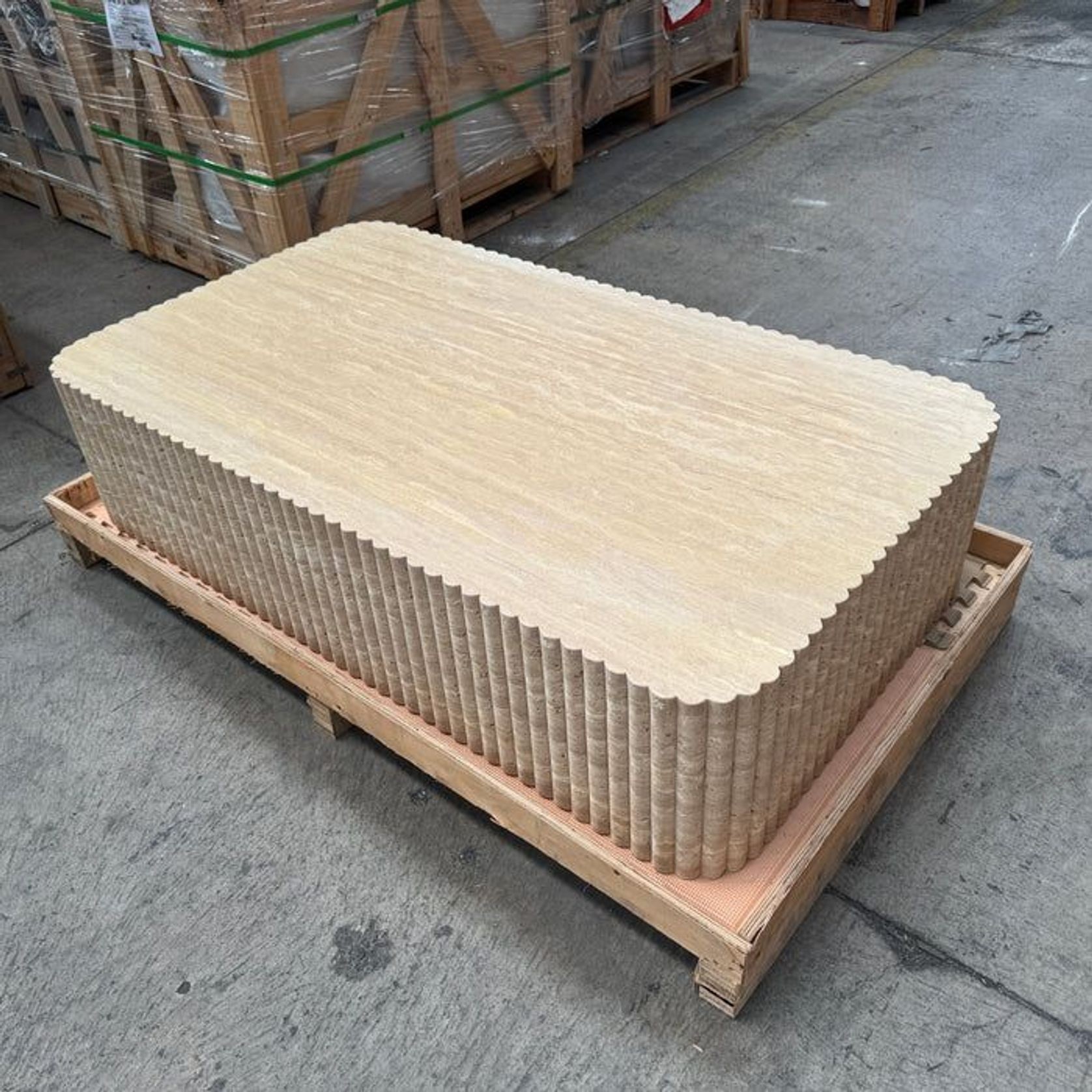Fluted Block Table - Veincut Travertine | Natural Stone Co. gallery detail image