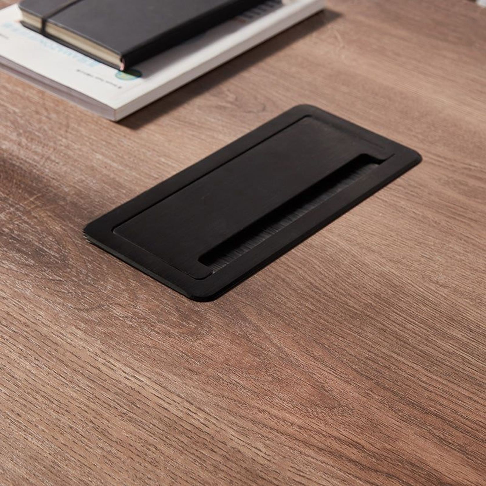 PHOENIX Executive Desk with Right Return 1.8M - Warm Oak & Black gallery detail image
