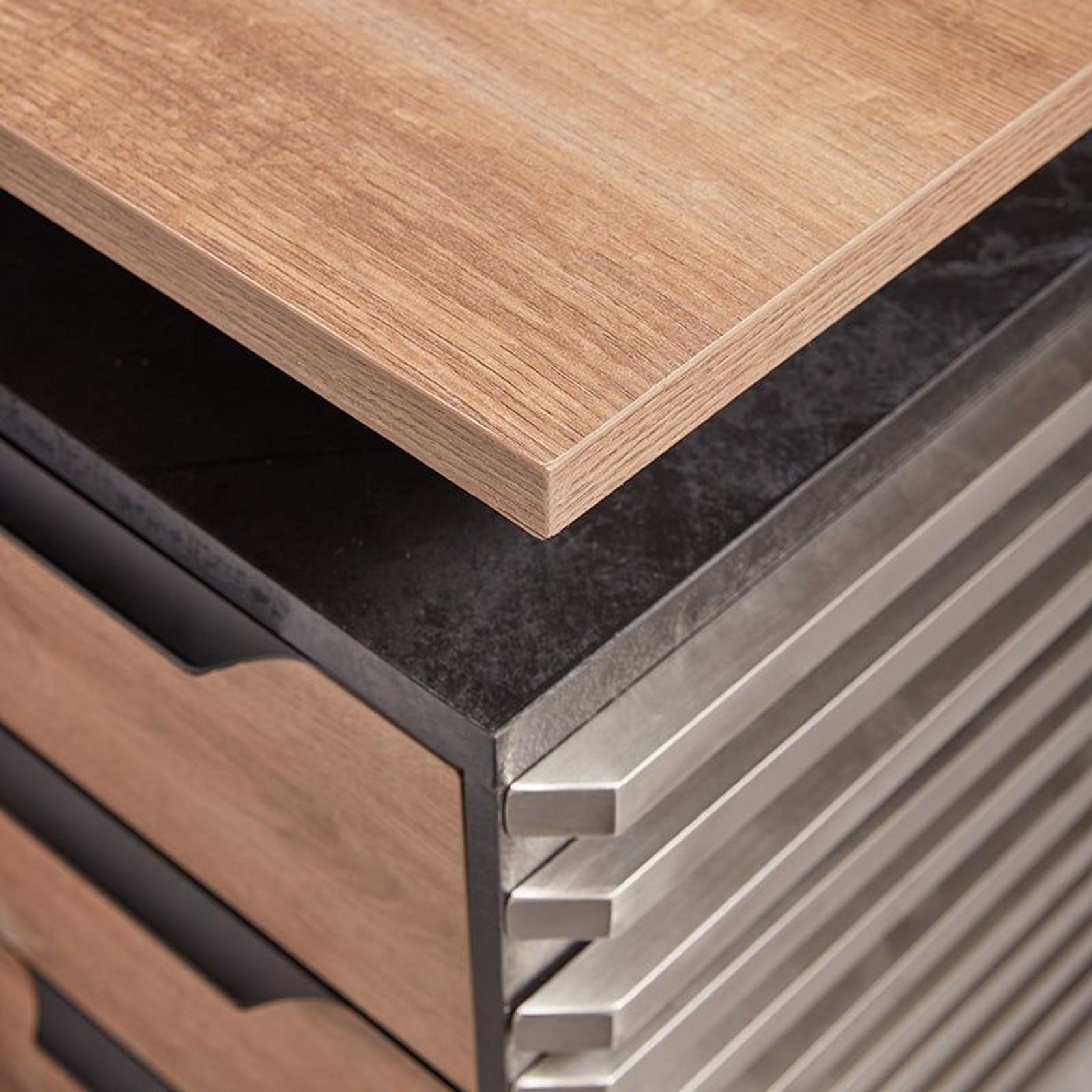 PHOENIX Executive Desk with Left Return 1.8M - Warm Oak & Black gallery detail image