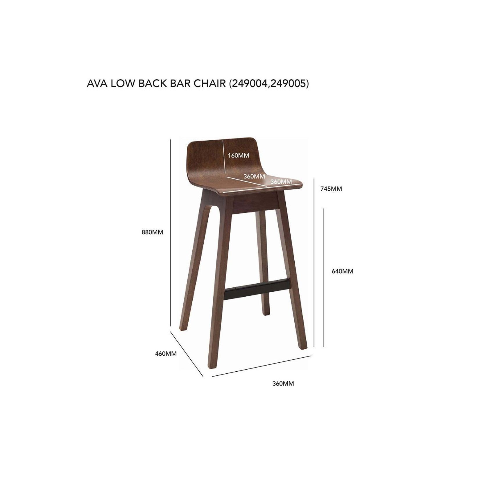 AVA Bar Stool - Walnut gallery detail image