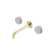 Serenity Wall Basin Set 185mm Spout With Carrara Handle Brushed Gold gallery detail image