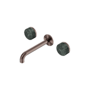 Serenity Wall Basin Set 220mm Spout With Verde Alpi Handle Brushed Bronze gallery detail image