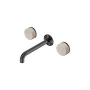 Serenity Wall Basin Set 185mm Spout With Rome Travertine Handle Gun Metal gallery detail image