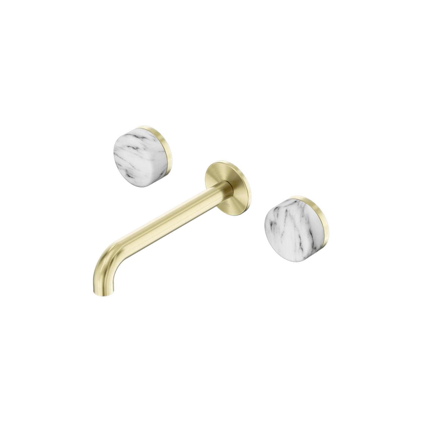 Serenity Wall Basin Set 160mm Spout With Arabescato Corchia Handle Brushed Gold gallery detail image