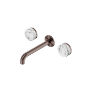 Serenity Wall Basin Set 220mm Spout With Arabescato Corchia Handle Brushed Bronze gallery detail image