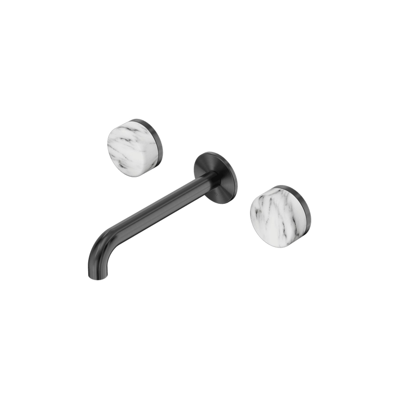 Serenity Wall Basin Set 185mm Spout With Arabescato Corchia Handle Gun Metal gallery detail image