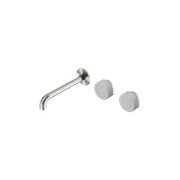 Serenity Wall Basin Set 185mm Offset Spout With Carrara Handle Brushed Nickel gallery detail image