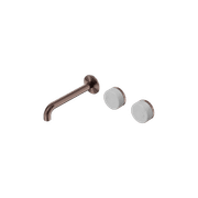 Serenity Wall Basin Set 220mm Offset Spout With Carrara Handle Brushed Bronze gallery detail image