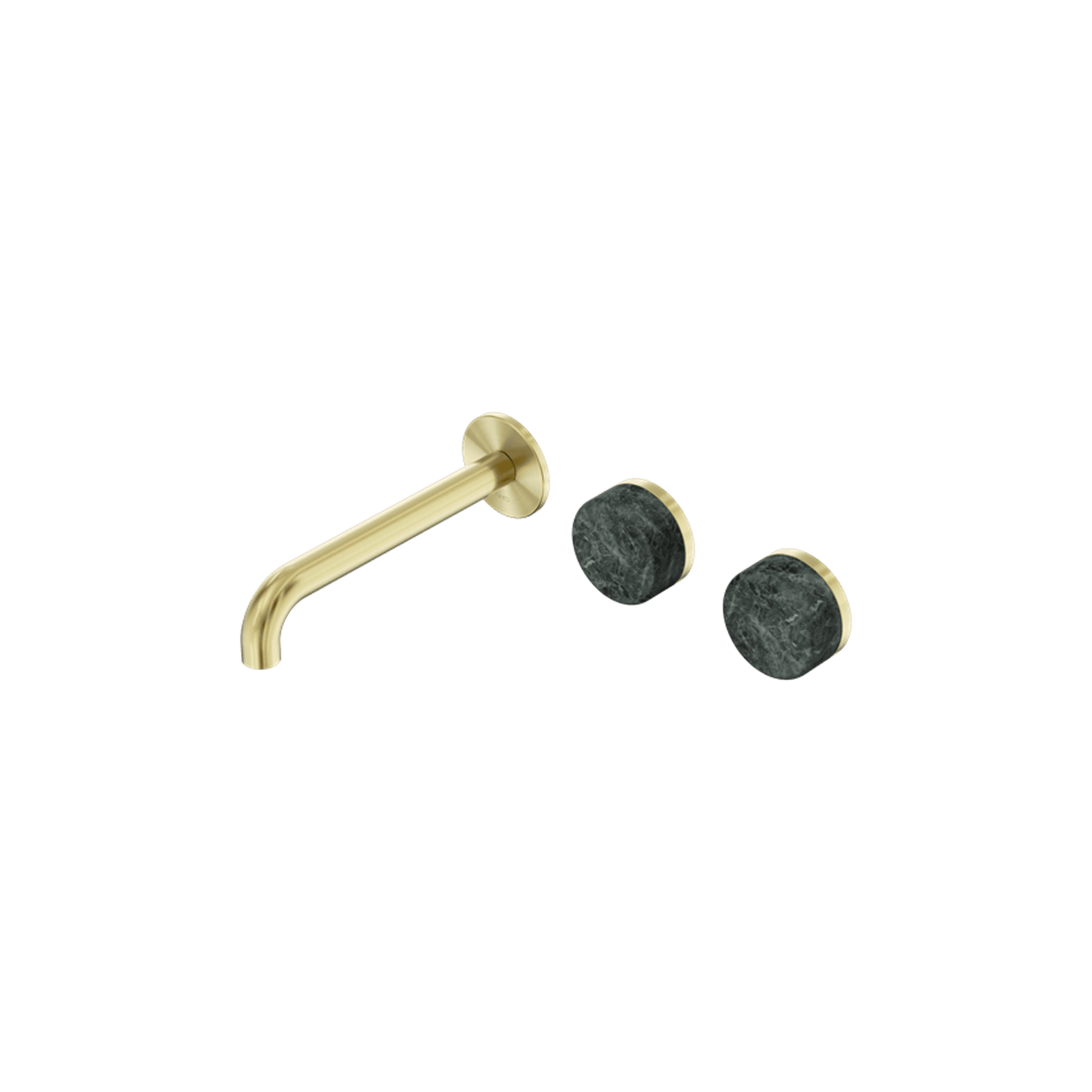 Serenity Wall Basin Set 220mm Offset Spout With Verde Alpi Handle Brushed Gold gallery detail image