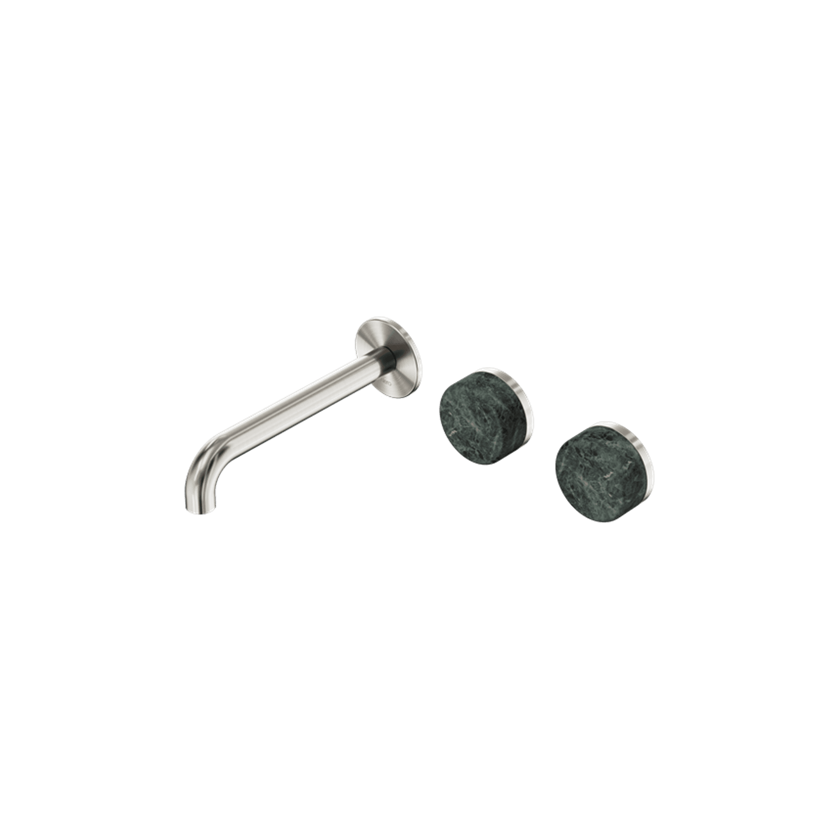 Serenity Wall Basin Set 185mm Offset Spout With Verde Alpi Handle Brushed Nickel gallery detail image