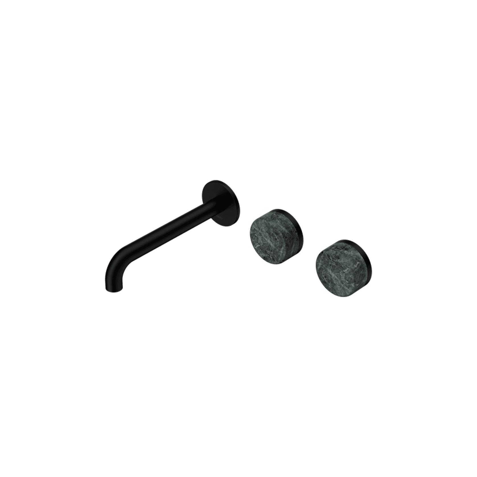 Serenity Wall Basin Set 185mm Offset Spout With Verde Alpi Handle Matte Black gallery detail image