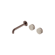 Serenity Wall Basin Set 220mm Offset Spout With Rome Travertine Handle Brushed Bronze gallery detail image