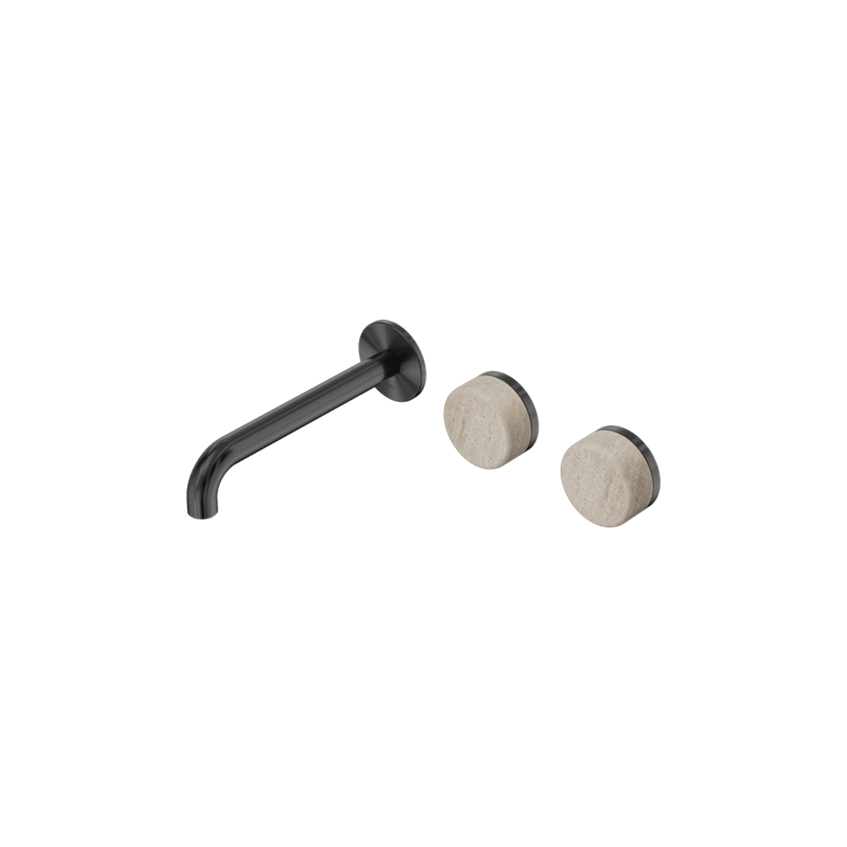 Serenity Wall Basin Set 160mm Offset Spout With Rome Travertine Handle Gun Metal gallery detail image