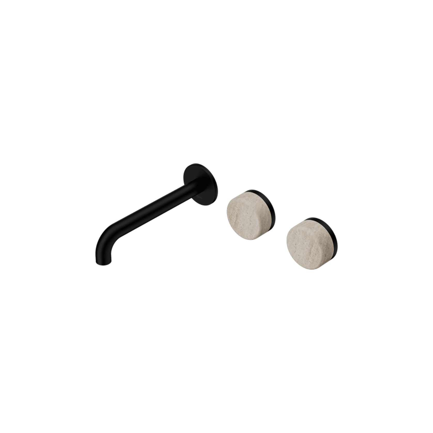 Serenity Wall Basin Set 185mm Offset Spout With Rome Travertine Handle Matte Black gallery detail image