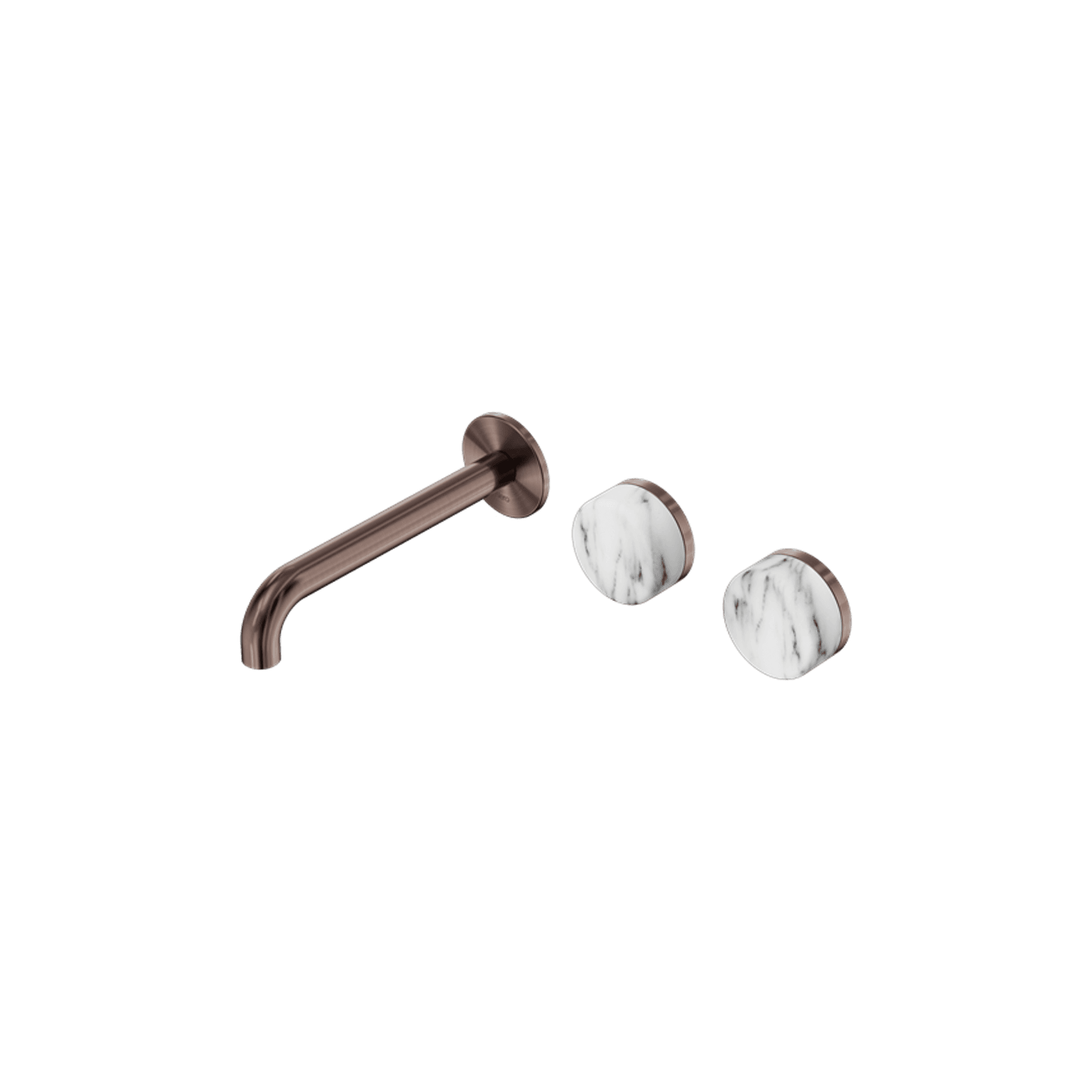 Serenity Wall Basin Set 220mm Offset Spout With Arabescato Corchia Handle Brushed Bronze gallery detail image