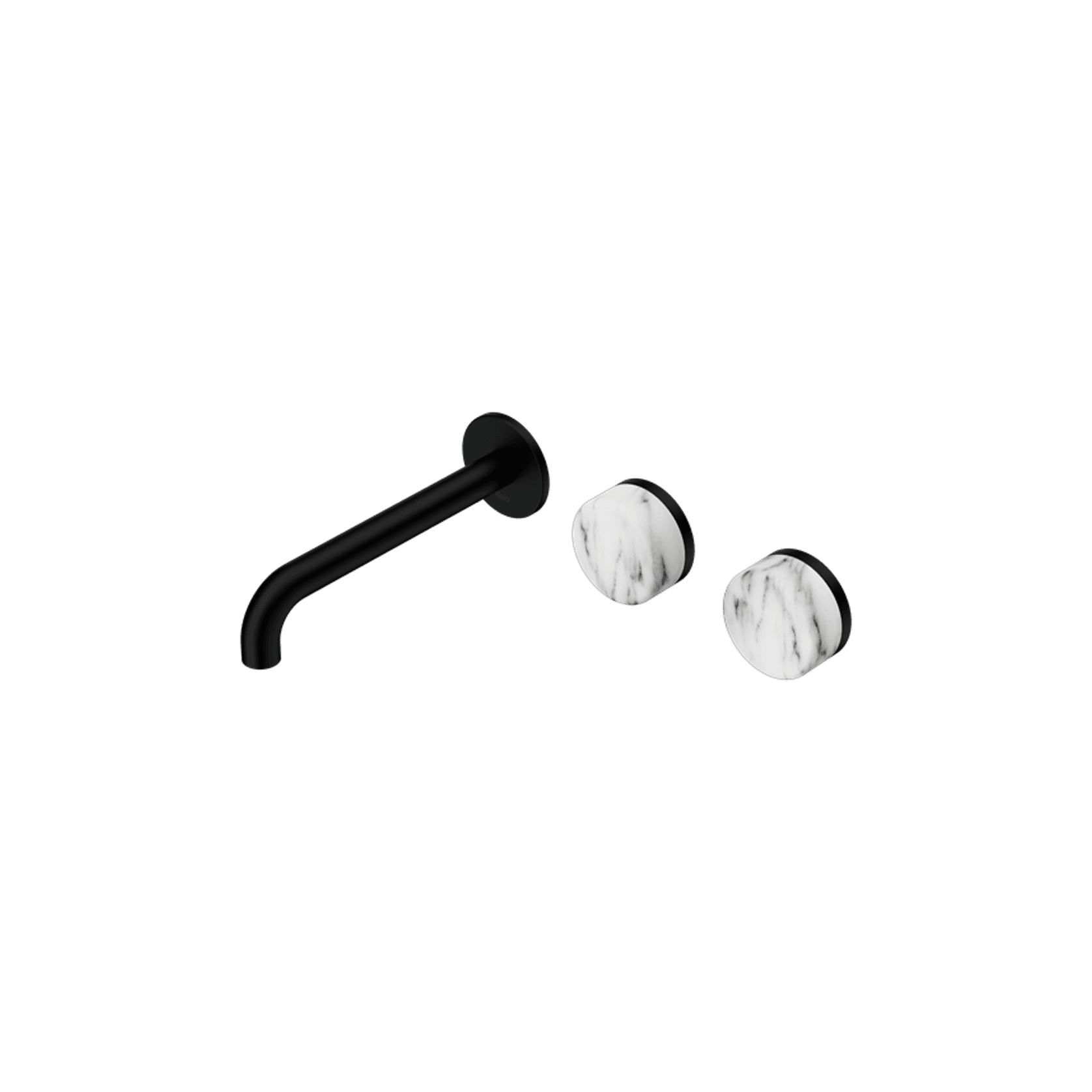 Serenity Wall Basin Set 220mm Offset Spout With Arabescato Corchia Handle Matte Black gallery detail image