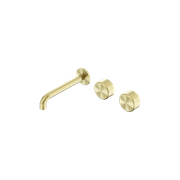 Serenity Wall Basin Set 160mm Offset Spout With Metal Handle Brushed Gold gallery detail image