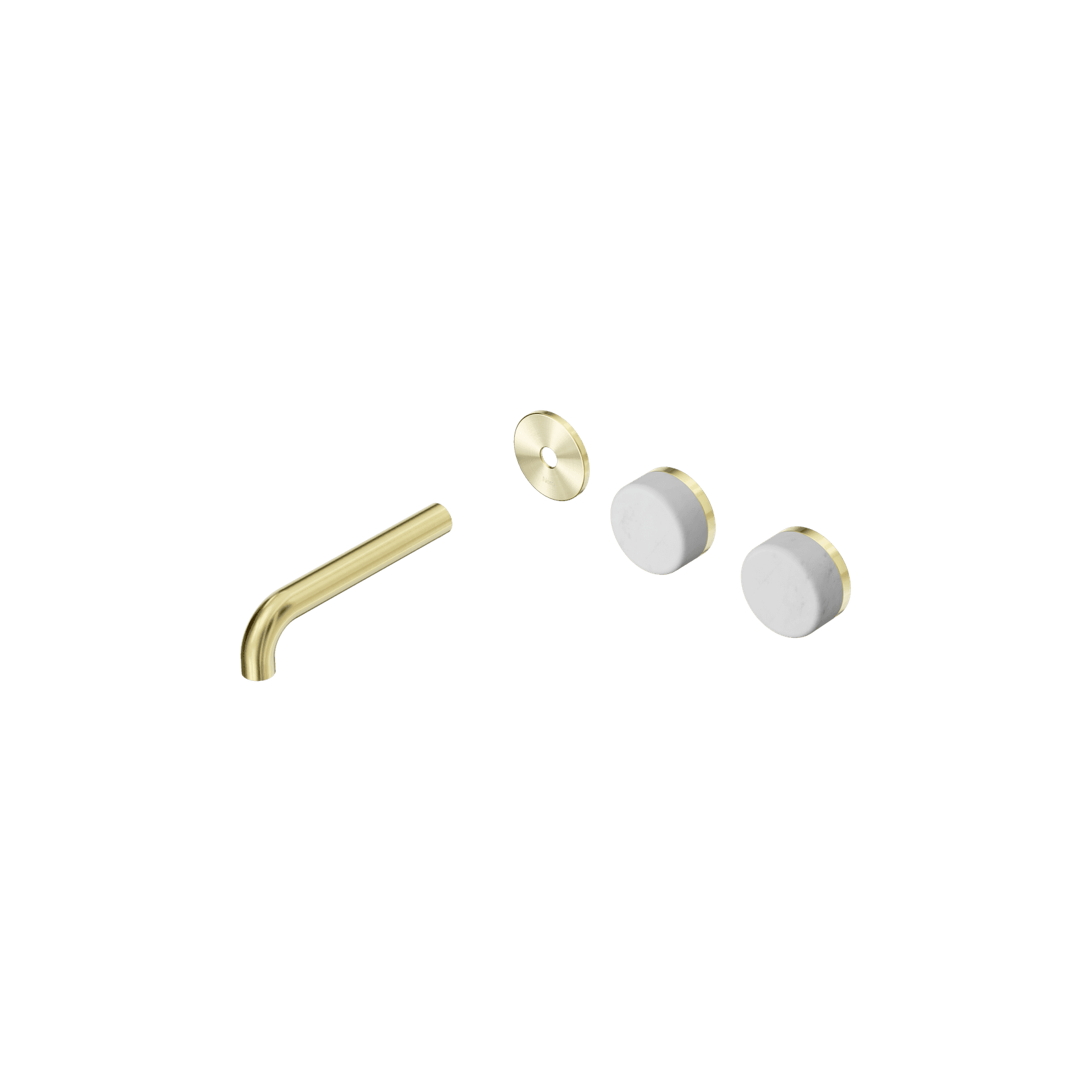 Serenity Wall Basin 160mm Offspout + Carrara Handle Brushed Gold gallery detail image