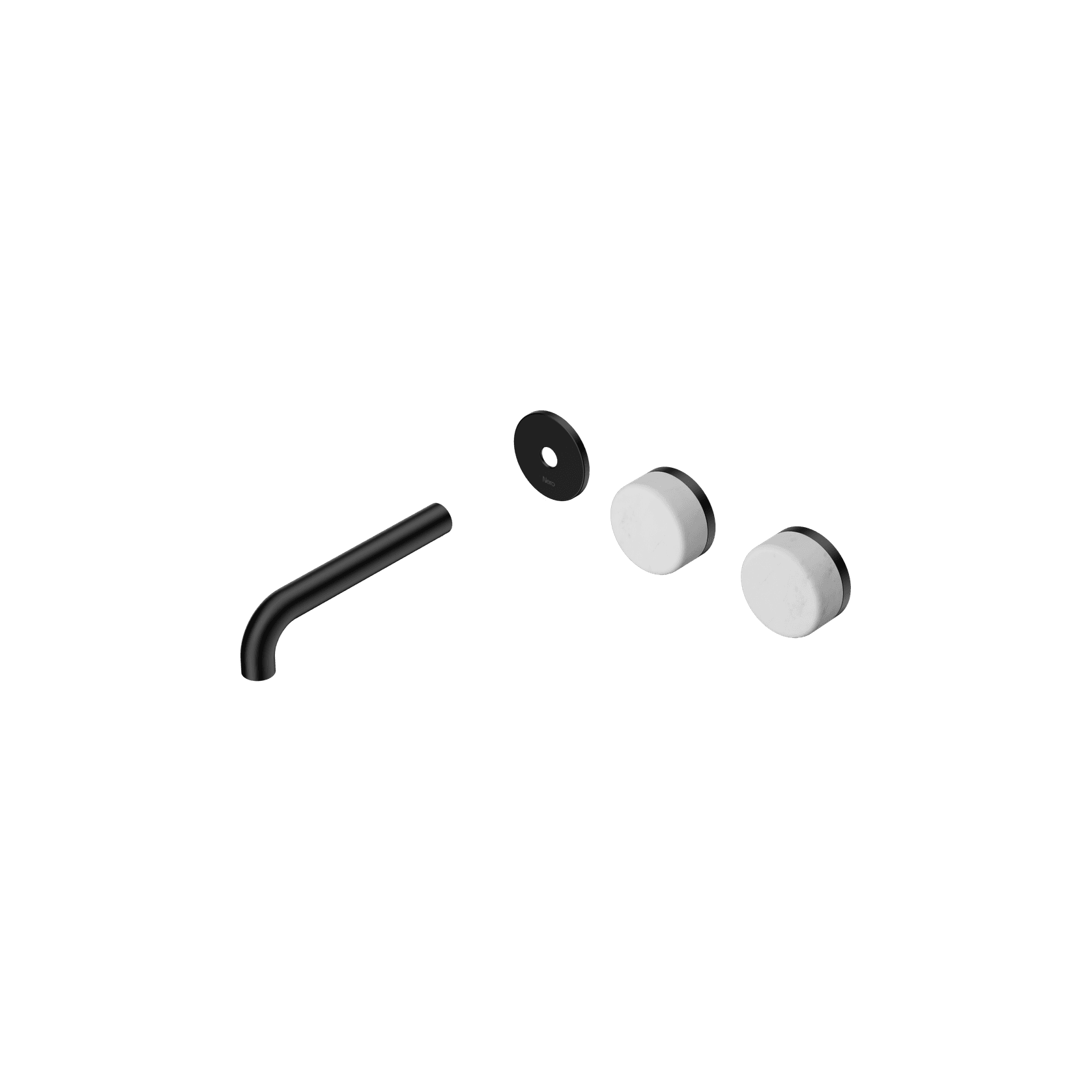 Serenity Wall Basin 160mm Offspout + Carrara Handle Matte Black gallery detail image