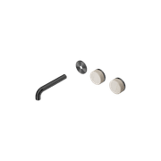 Serenity Wall Basin 160mm Offspout + Rome Travertine Handle Gun Metal gallery detail image