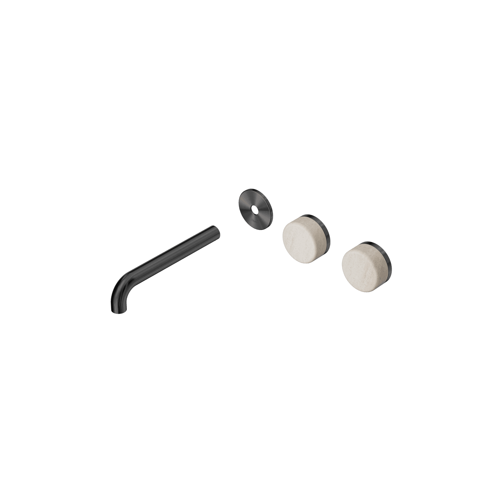 Serenity Wall Basin 185mm Offspout + Rome Travertine Handle Gun Metal gallery detail image