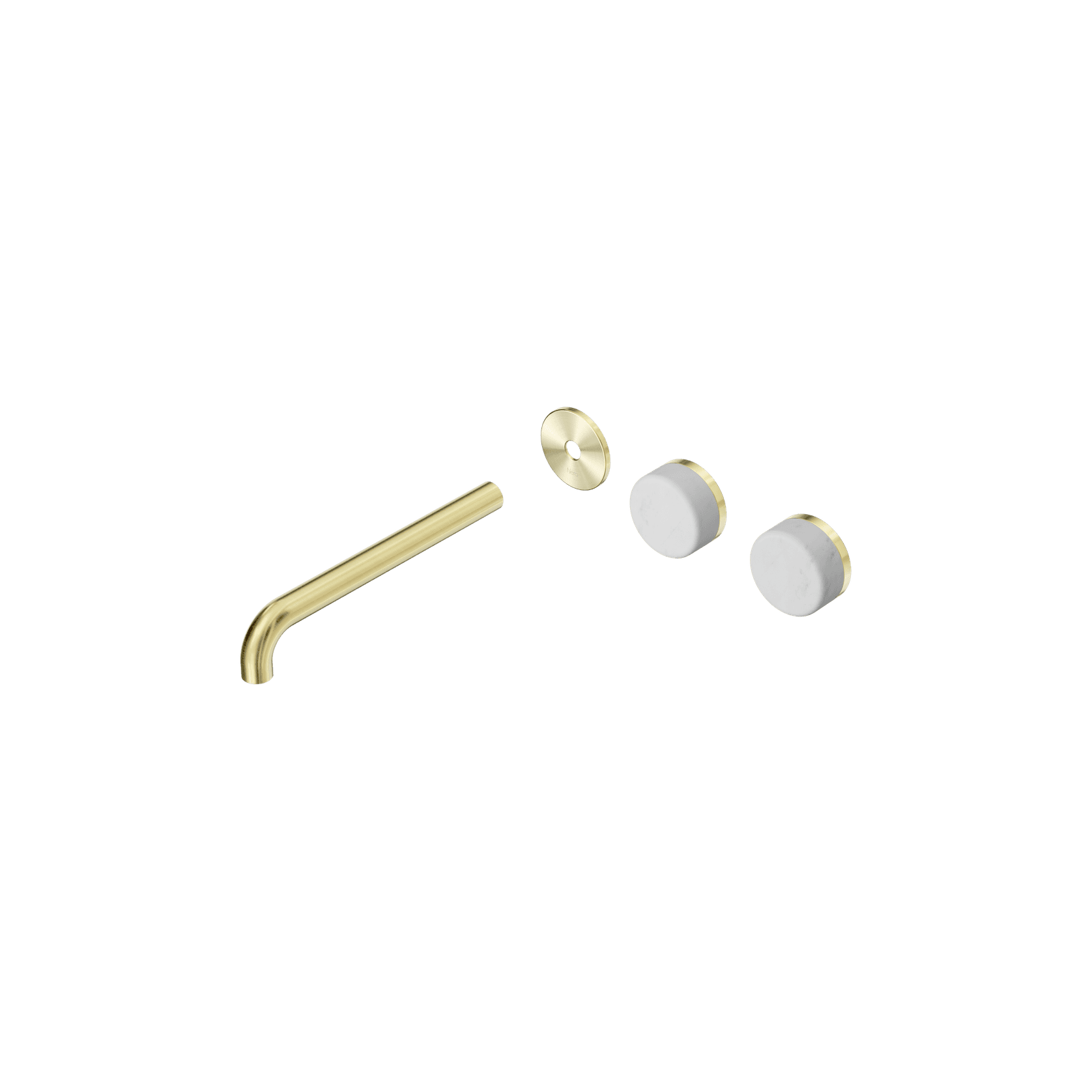 Serenity Wall Basin 220mm Offspout + Carrara Handle Brushed Gold gallery detail image