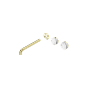 Serenity Wall Basin 220mm Offspout + Arabescato Corchia Handle Brushed Gold gallery detail image