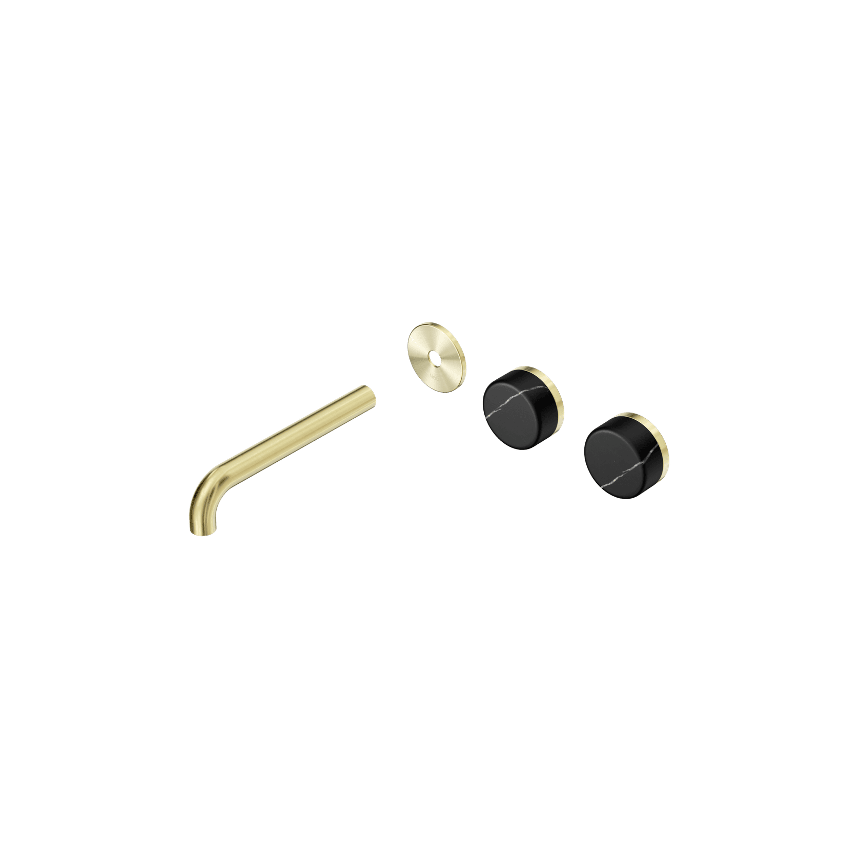 Serenity Wall Basin 185mm Offspout + Marquina Black Handle Brushed Gold gallery detail image